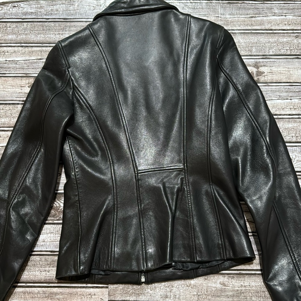 LNR Vintage Black Soft Leather Lined Pockets Zip Up Jacket Small - Picture 12 of 16